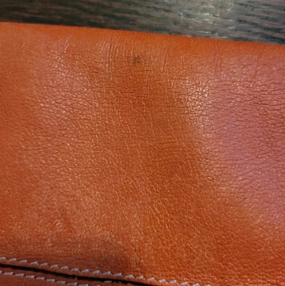 MILLY Orange tan soft leather gold chain link shoulder bag purse contemporary